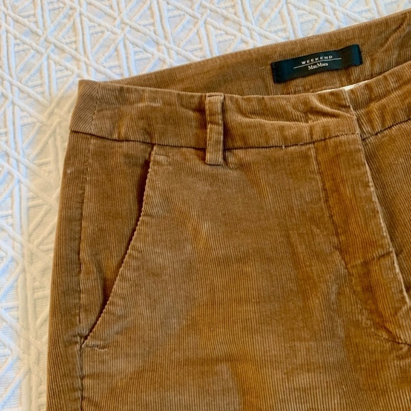Weekend Max Mara Straight Leg Tan Corduroy Ankle Pants - Picture 4 of 7